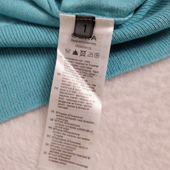 Oska Womens Button-Up Cardigan Sweater Size 1 Turquoise Silk Cashmere Blend - Picture 4 of 8